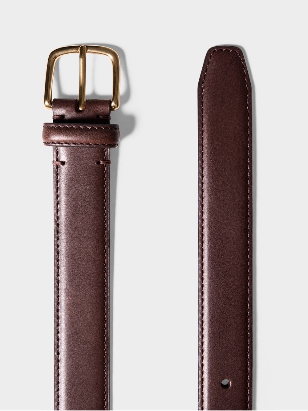 Essential Solid Brass Leather Belt - Picture 5 of 8